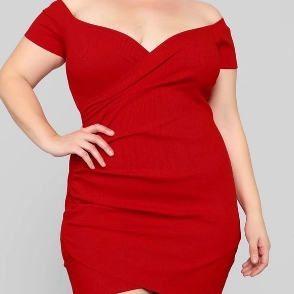 Women’s Fashion Nova Dress, Red, Off Shoulder - Picture 3 of 9